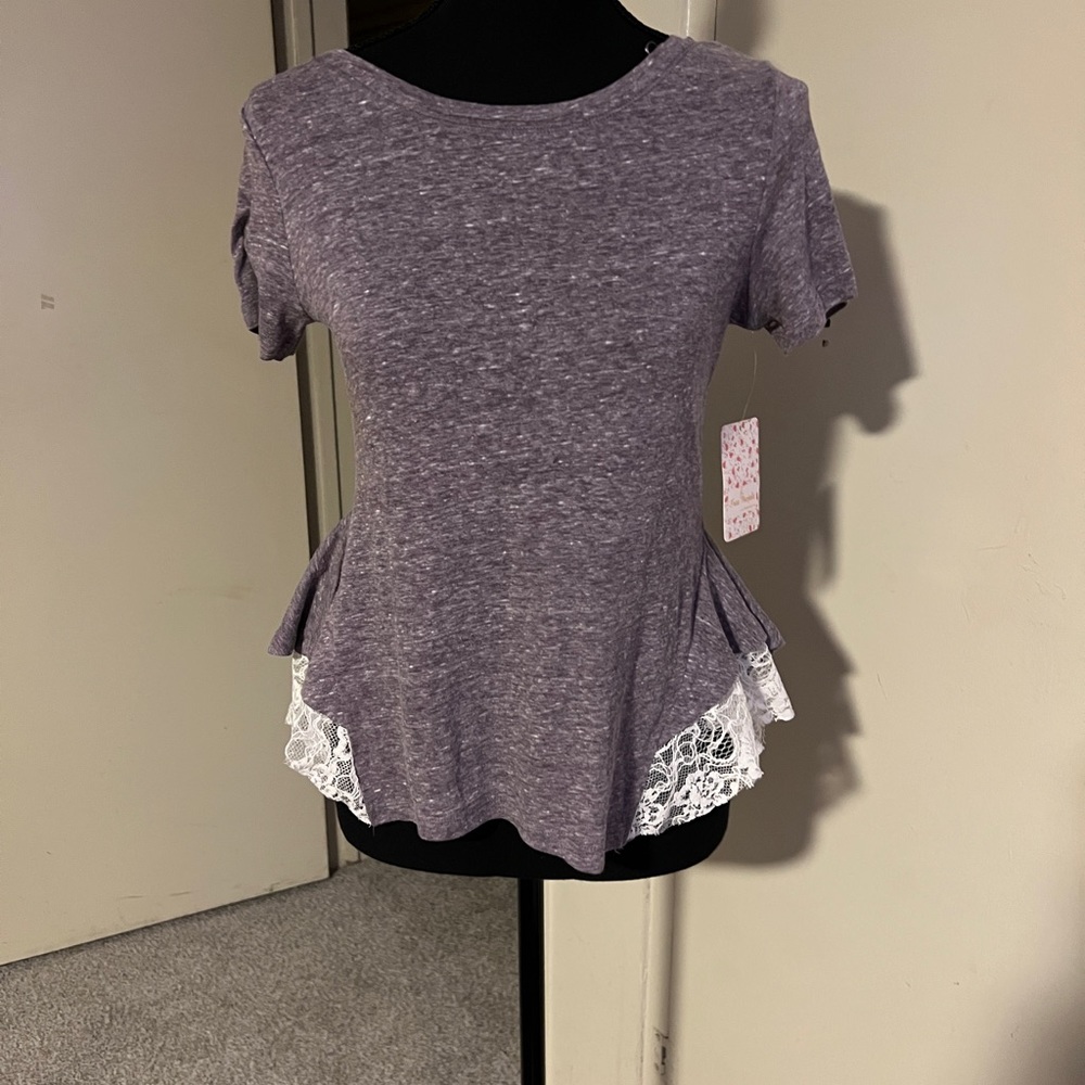 Free People Purple Tulip Lace Tee S/P